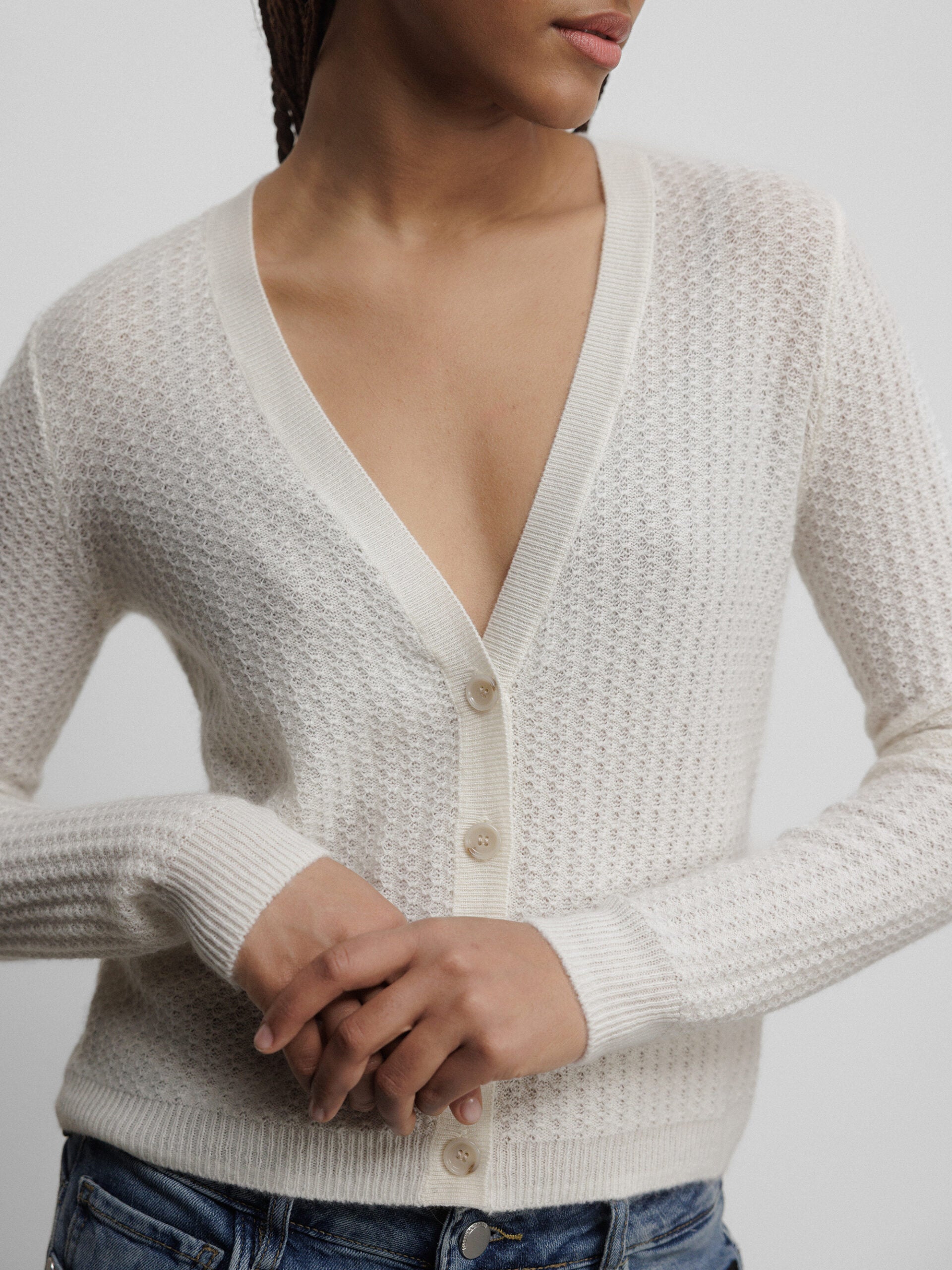 ALLUDE Strickjacke aus Cashmere Damen (40 WEISS)