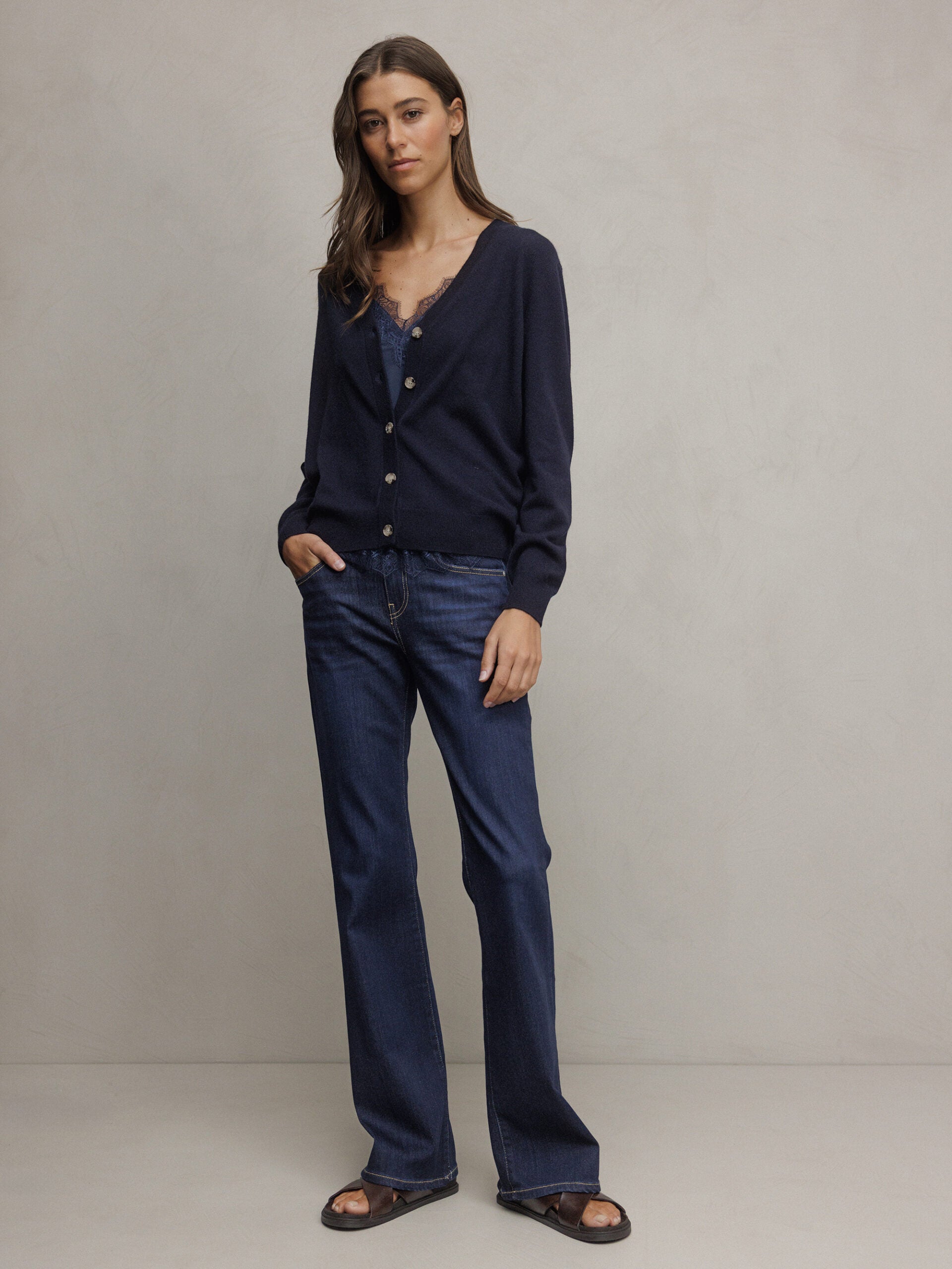 ALLUDE Strickjacke aus Cashmere Damen (14 NAVY)