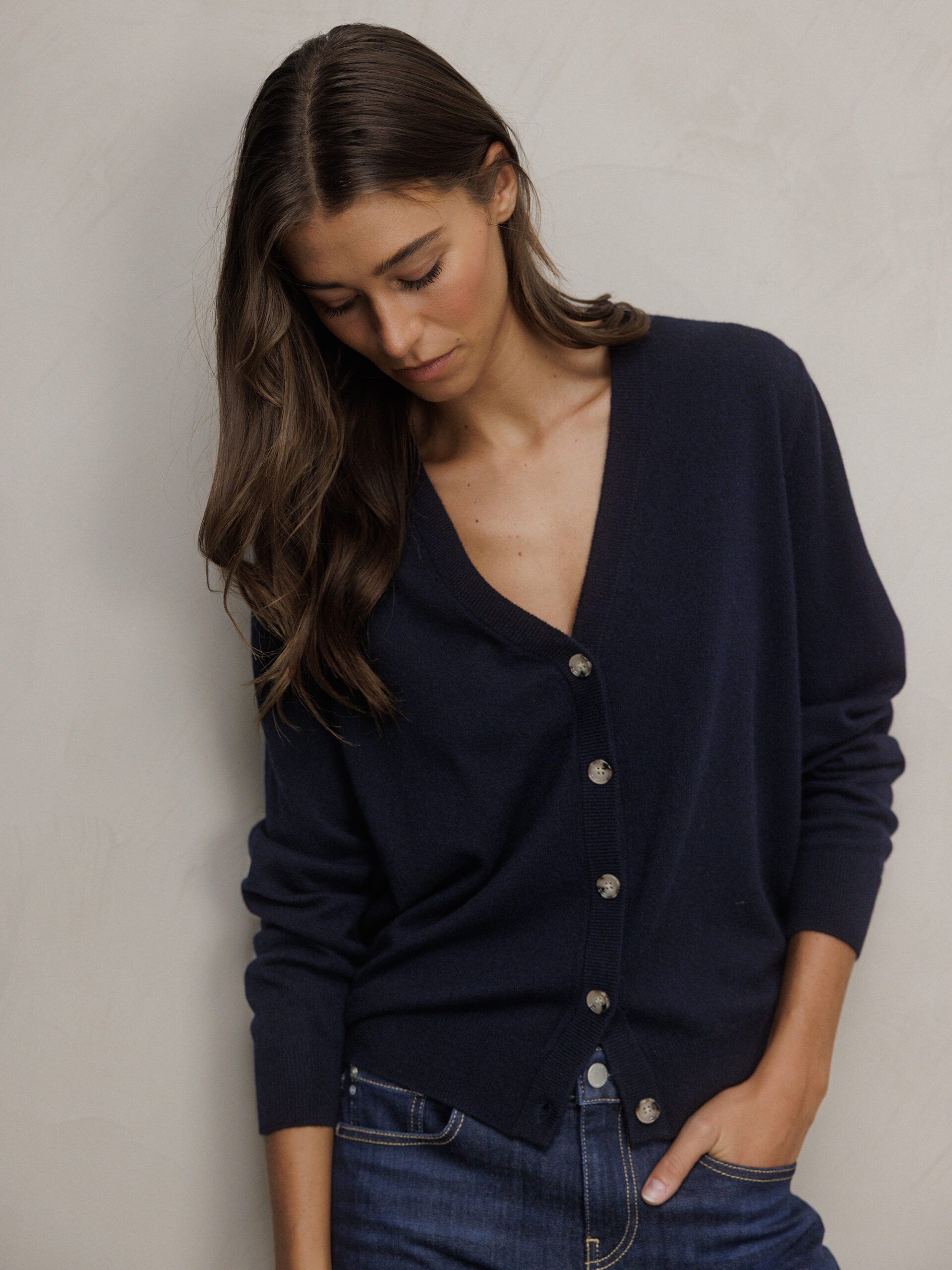 ALLUDE Strickjacke aus Cashmere Damen (14 NAVY)