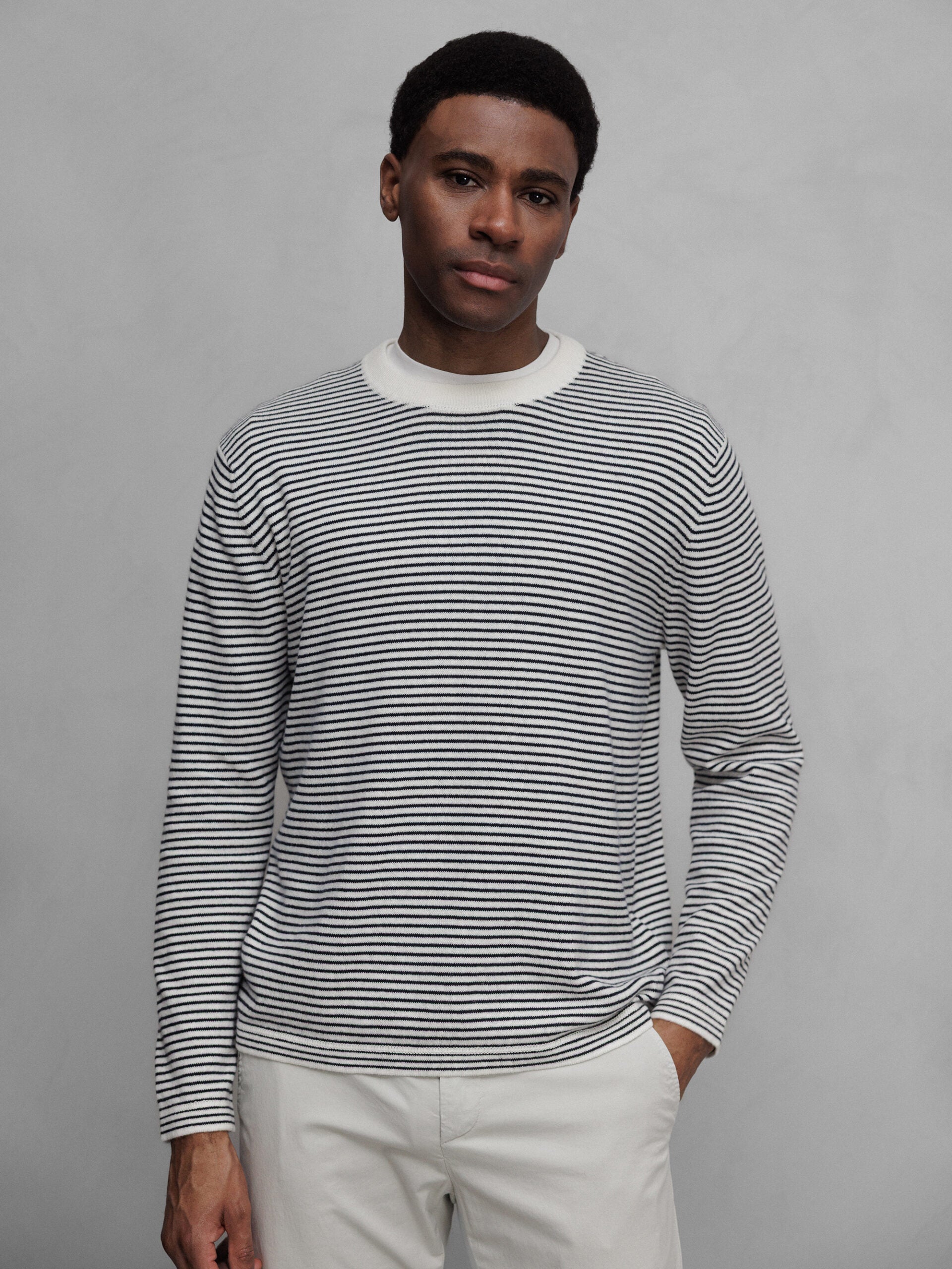 ALLUDE Feinstrickpullover aus Baumwolle Herren (40/14 NAVY/ECRU)