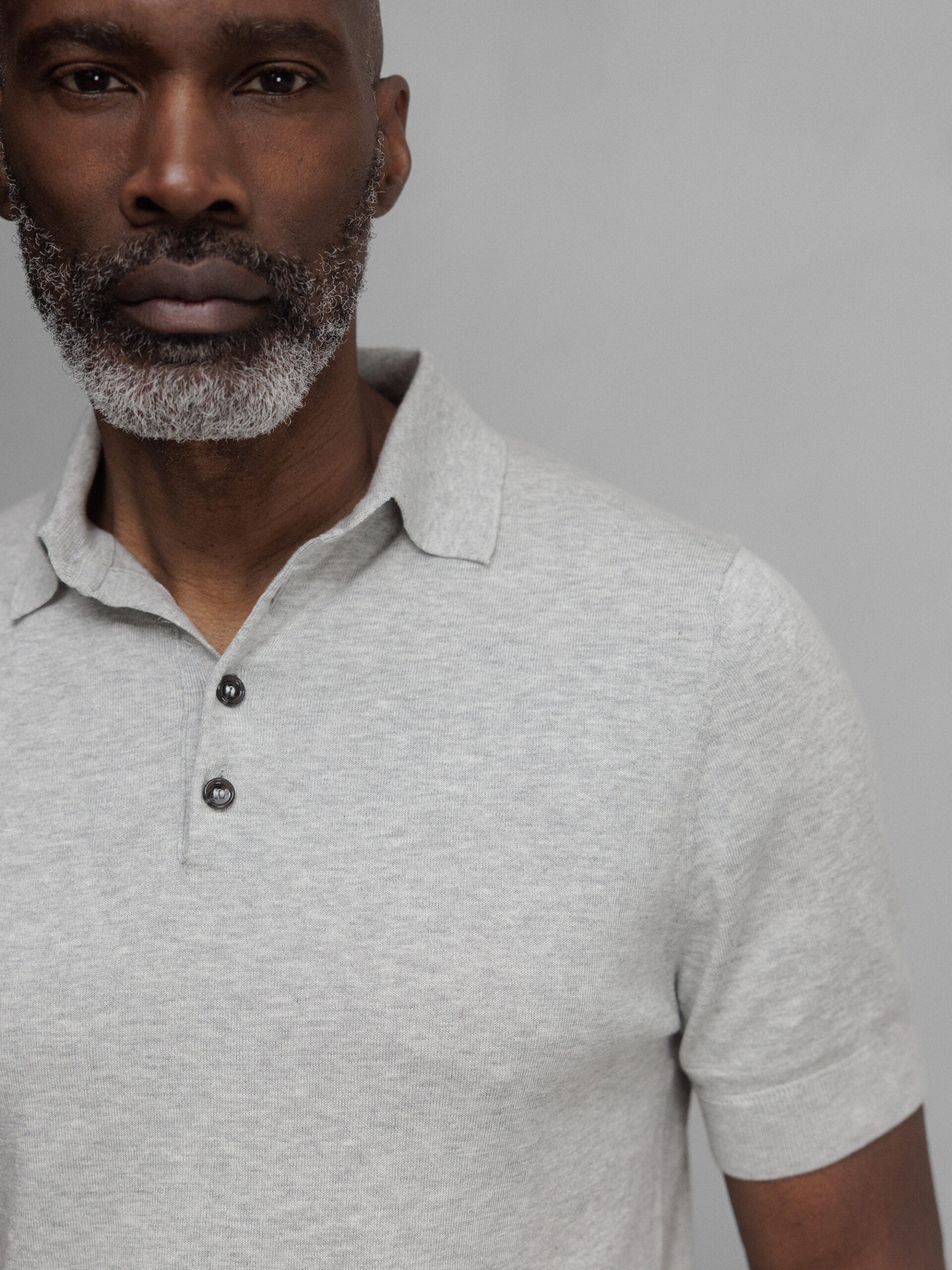 ALLUDE Strick-Poloshirt Herren (81 L GREY)