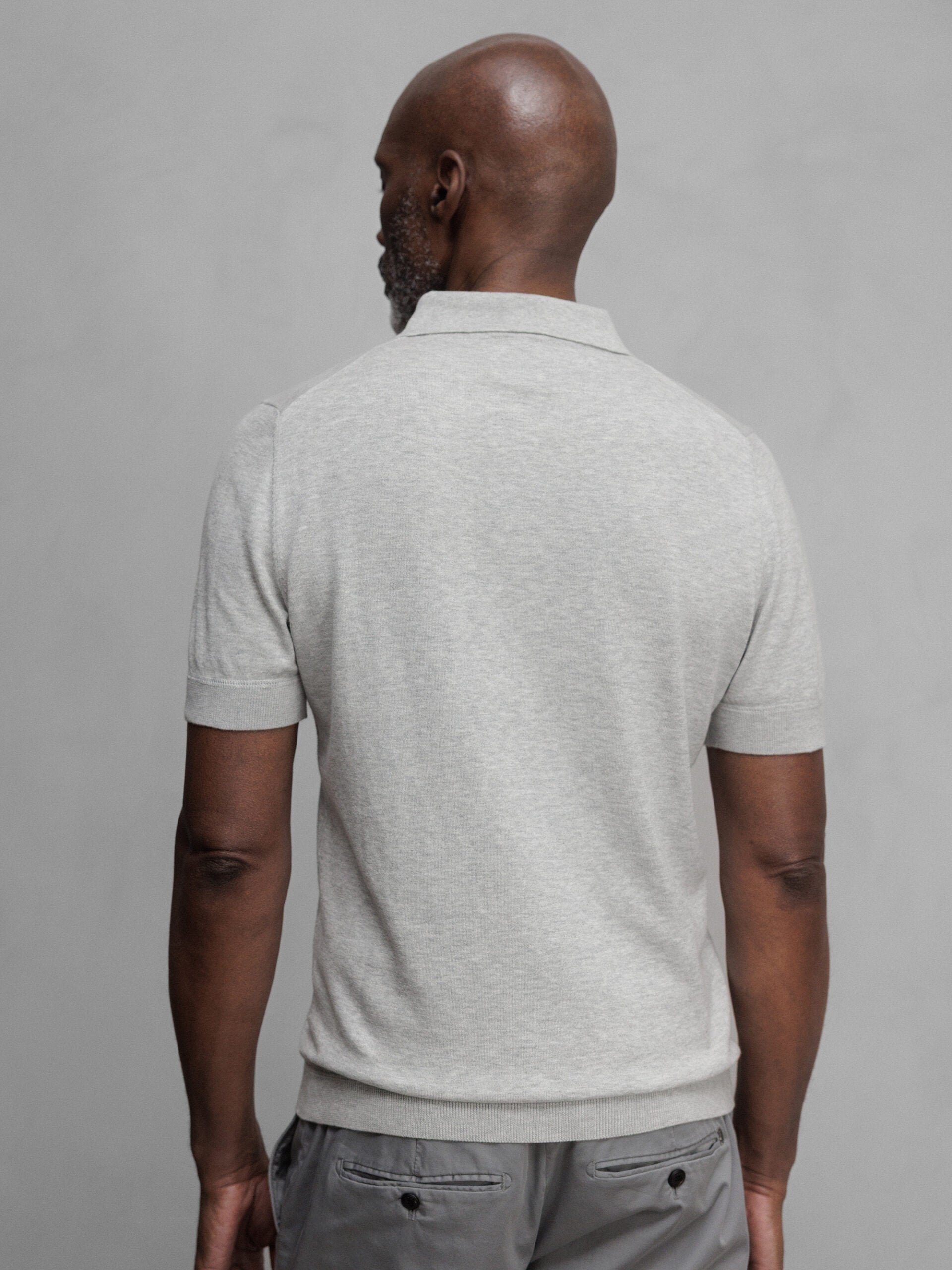 ALLUDE Strick-Poloshirt Herren (81 L GREY)