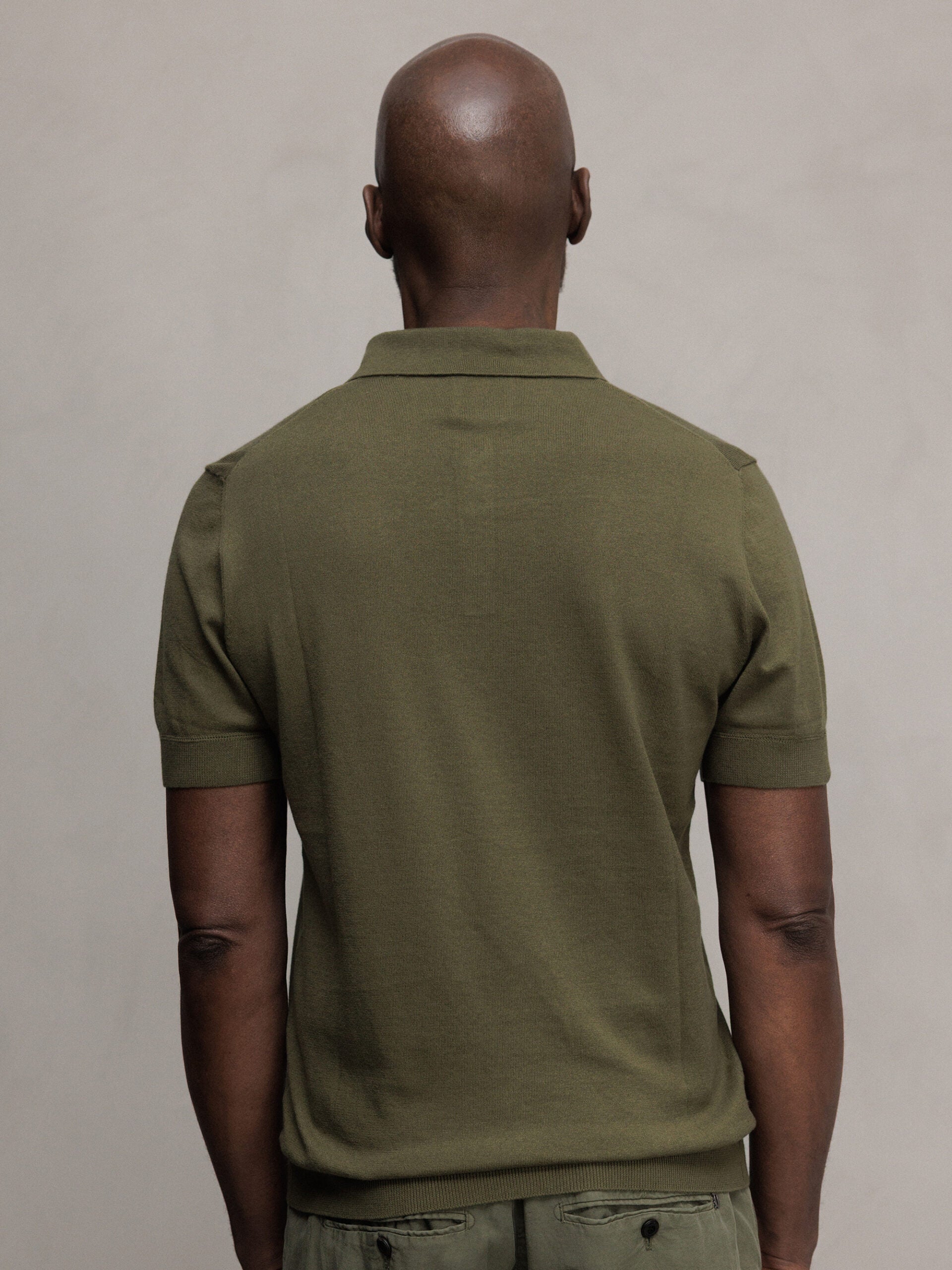 ALLUDE Strick-Poloshirt Herren (38 OLIV)