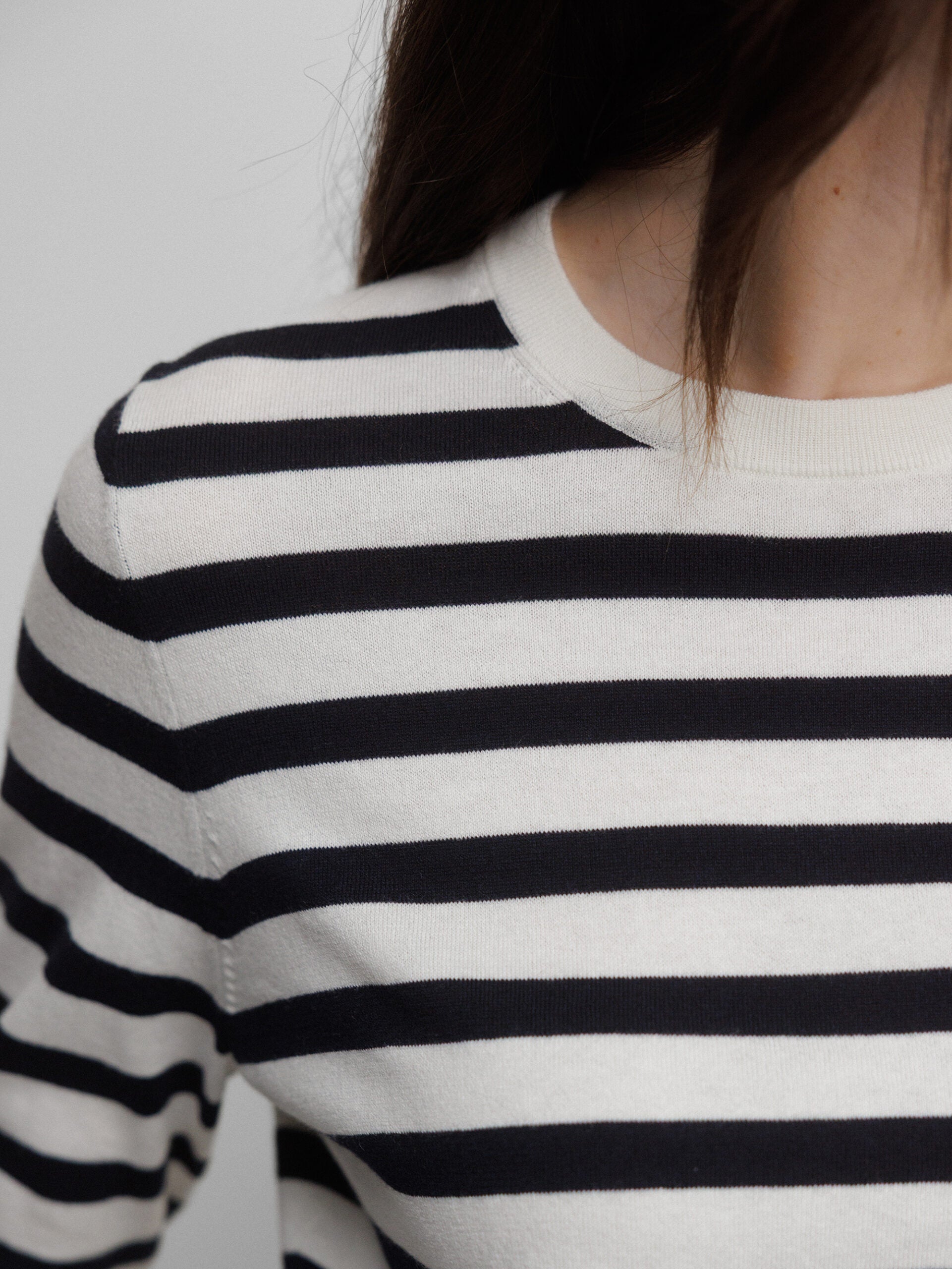 ALLUDE Feinstrickpullover aus Baumwolle Damen (40/14 NAVY/OFF WHITE)