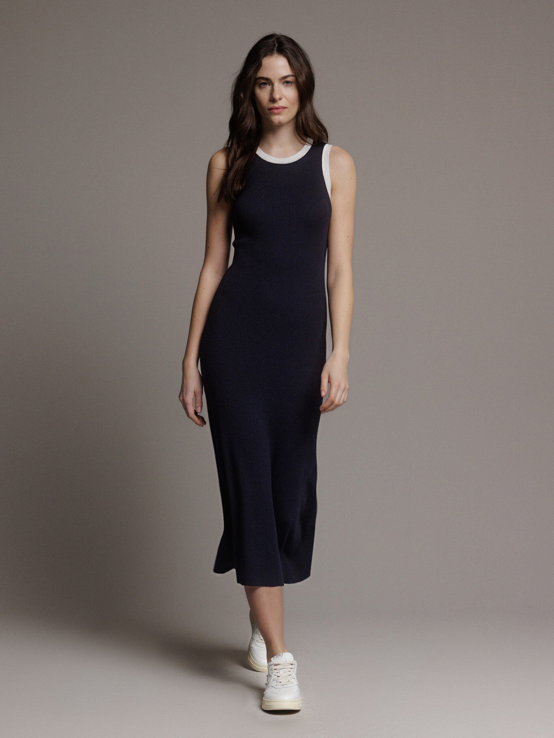 ALLUDE Maxi- Kleid in Rippstrick-Optik Damen (14/40 NAVY/WHITE)