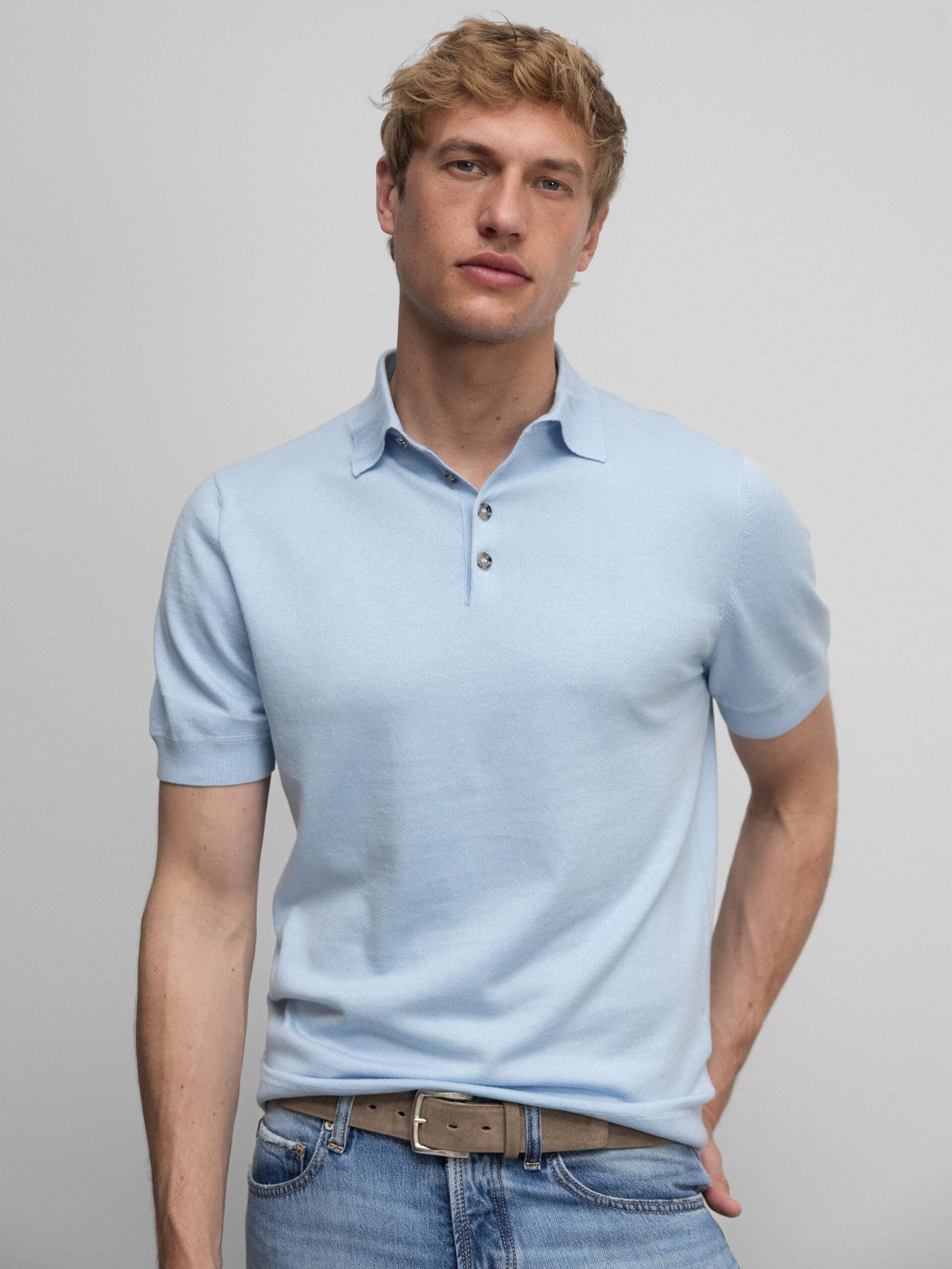 ALLUDE Strick-Poloshirt Herren (11 L BLUE)