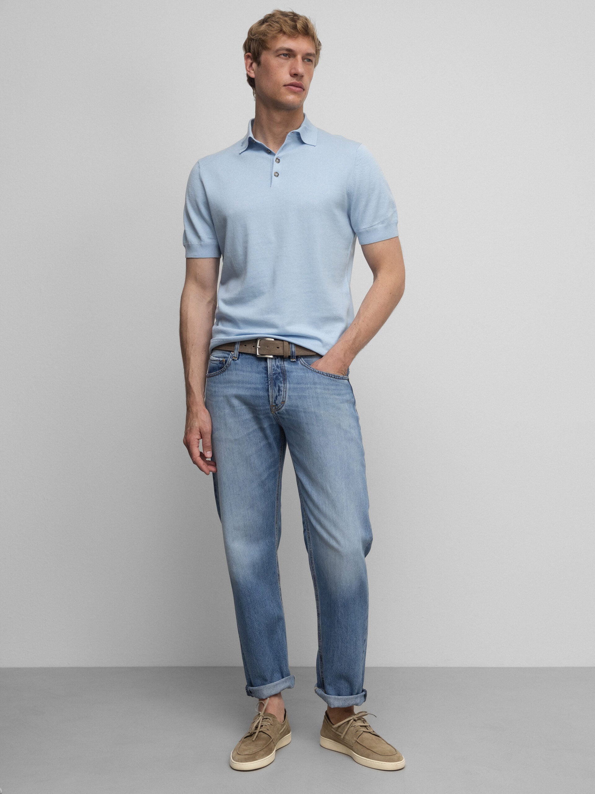 ALLUDE Strick-Poloshirt Herren (11 L BLUE)