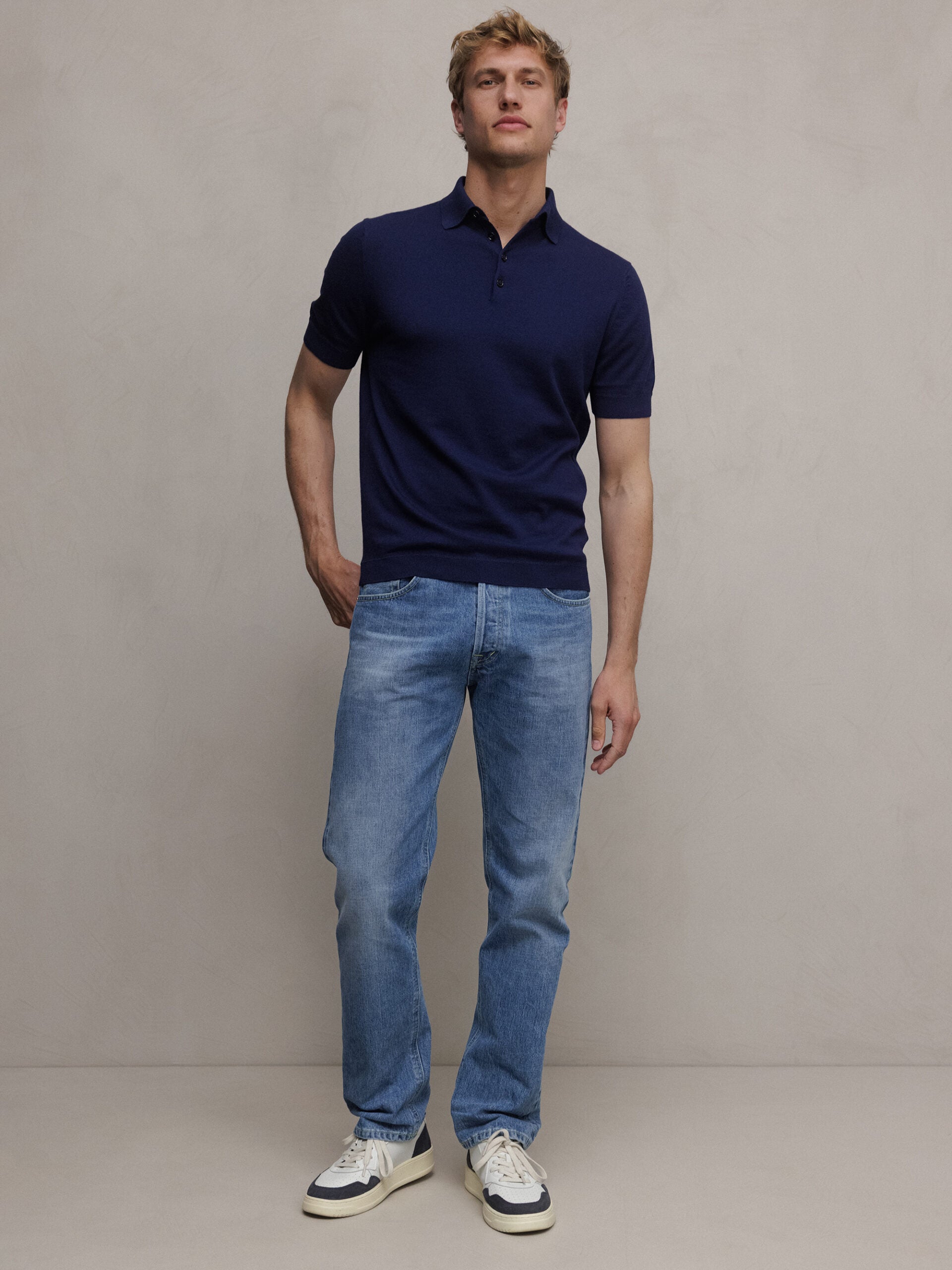 ALLUDE Strick-Poloshirt Herren (15 NAVY)