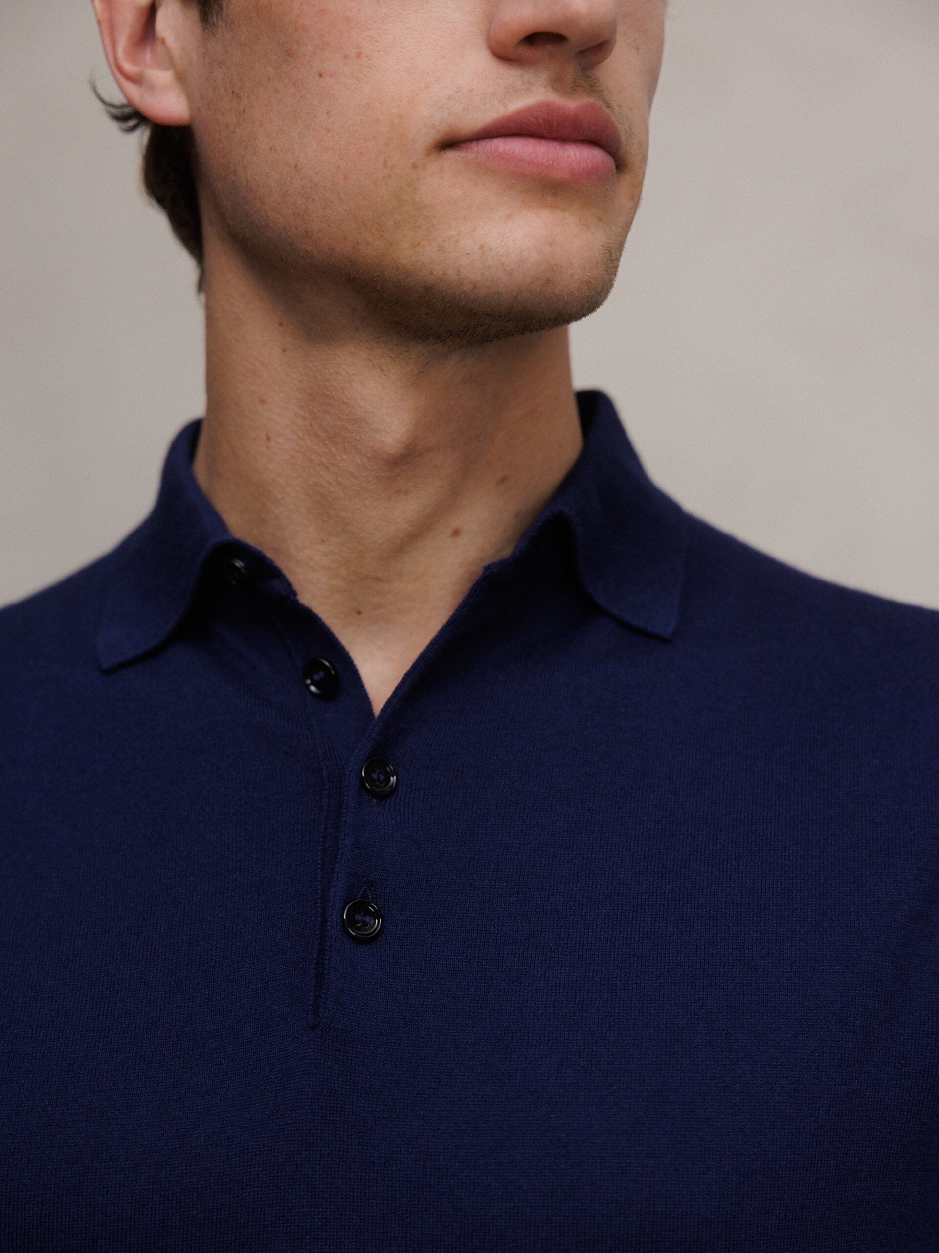 ALLUDE Strick-Poloshirt Herren (15 NAVY)