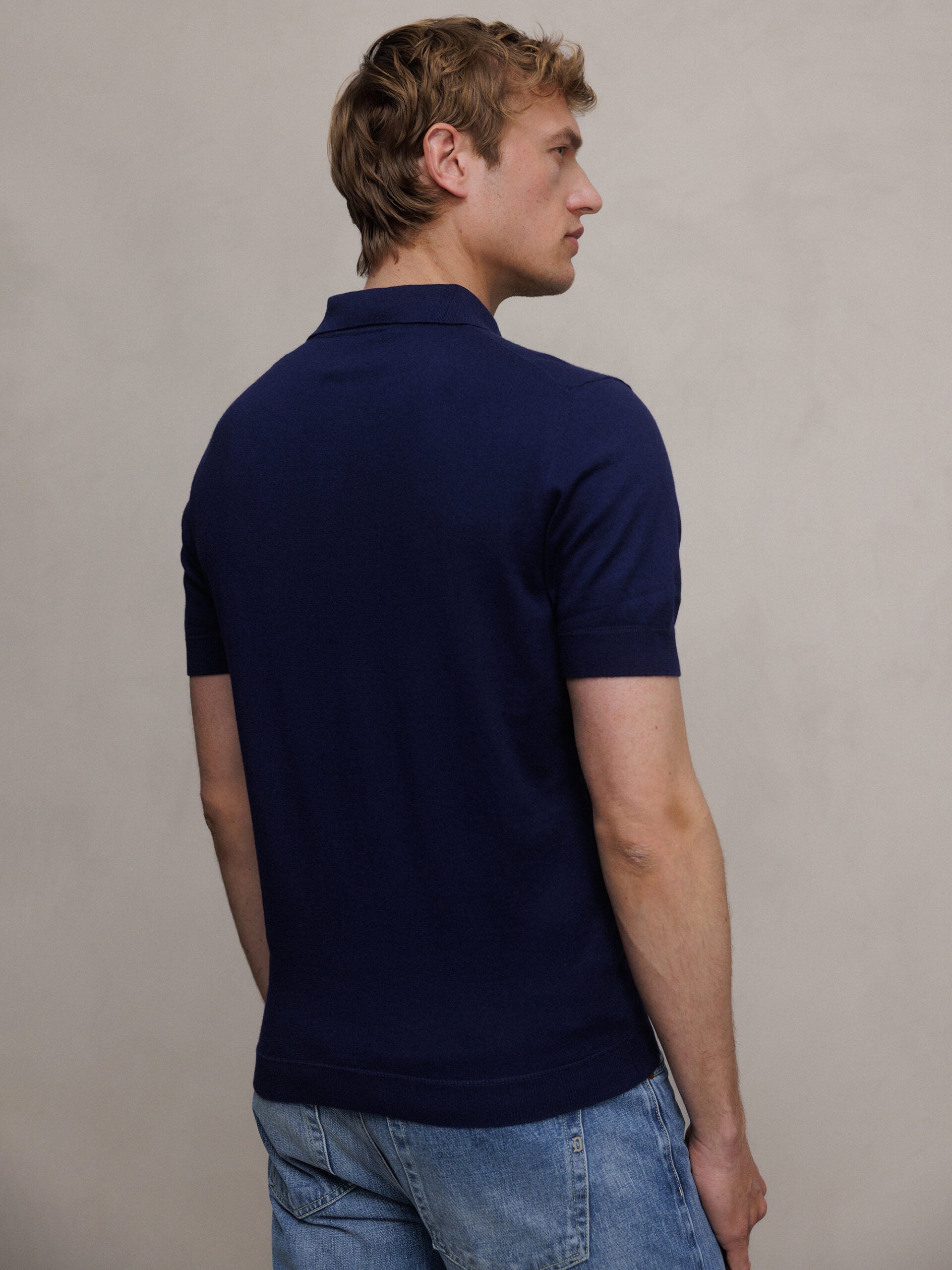 ALLUDE Strick-Poloshirt Herren (15 NAVY)