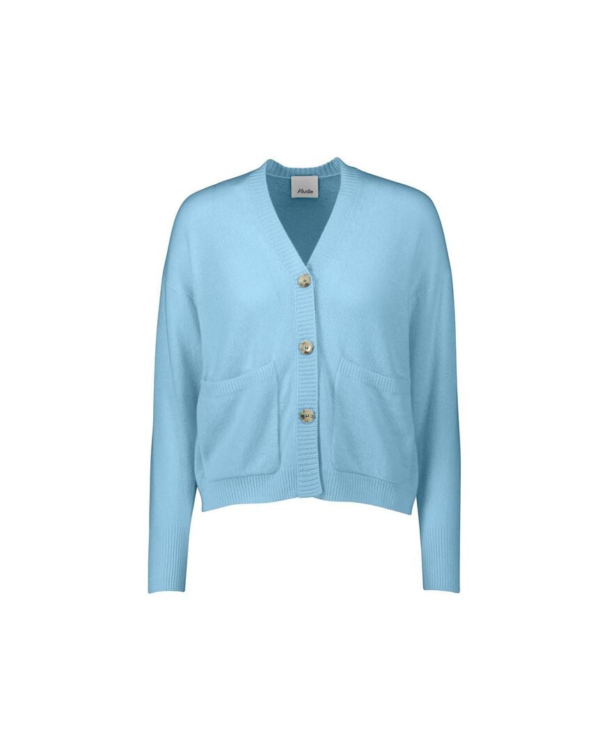 Allude Damen Cardigan aus Kaschmir, bleu,