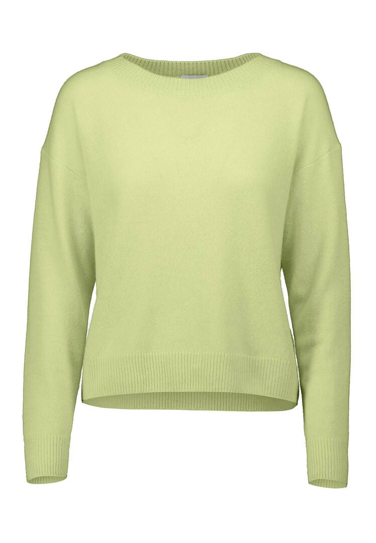 Allude Damen Feinstrickpullover aus Kaschmir, limone,