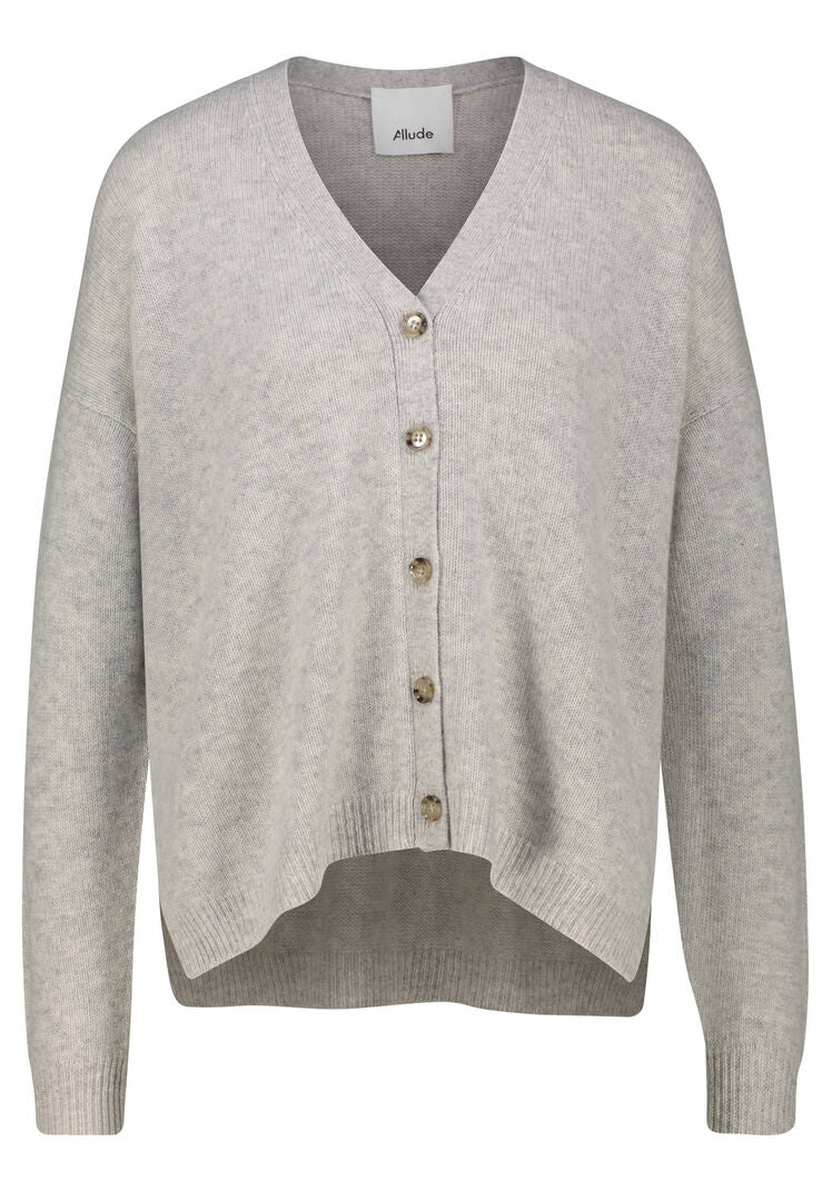 Allude Damen Kaschmir-Strickjacke, grau,