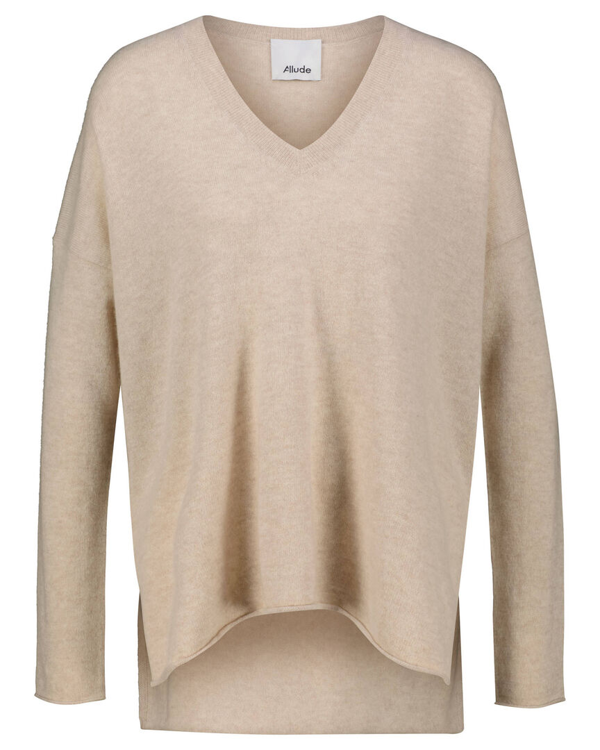 Allude Damen Kaschmirpullover, sand,