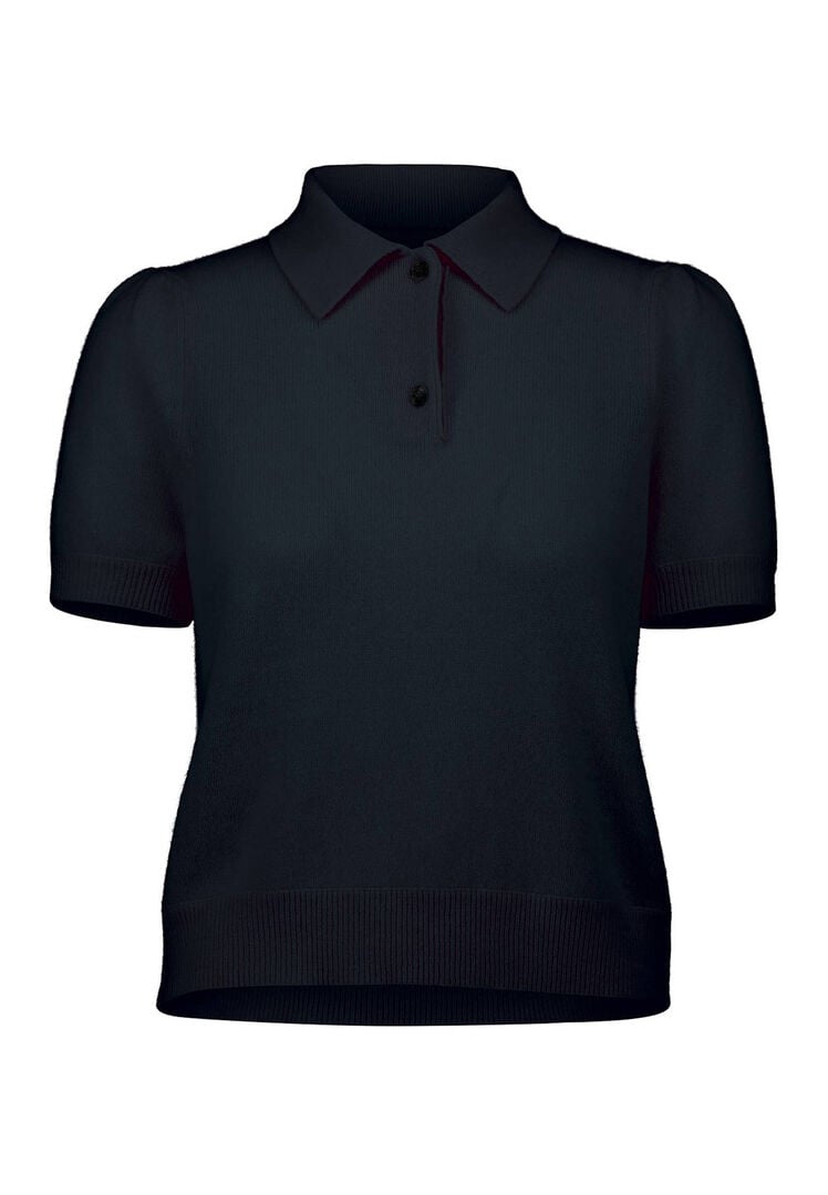 Allude Damen Poloshirt aus Kaschmir, marine,