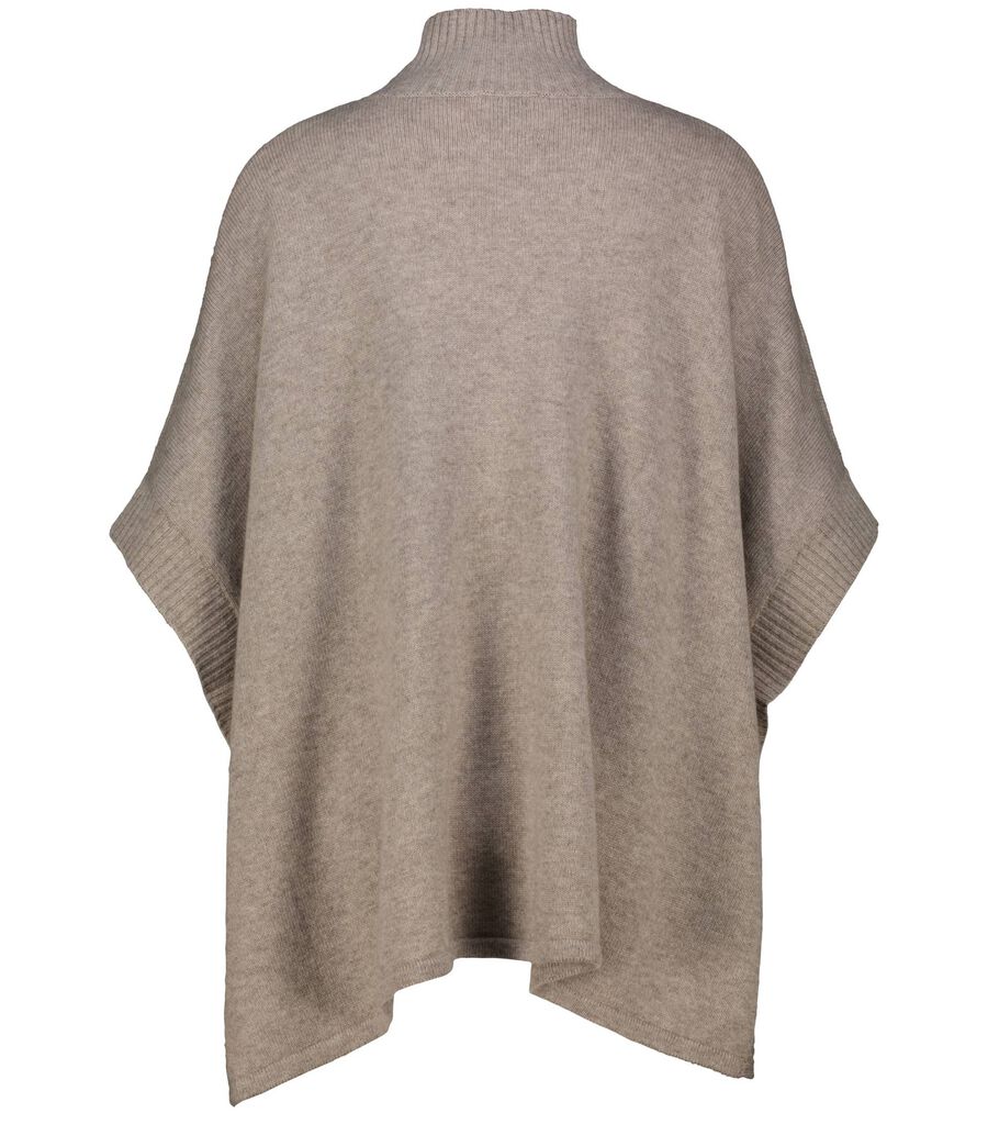 Allude Damen Poncho aus Wolle-Kaschmirmix, taupe, Einheitsgröße