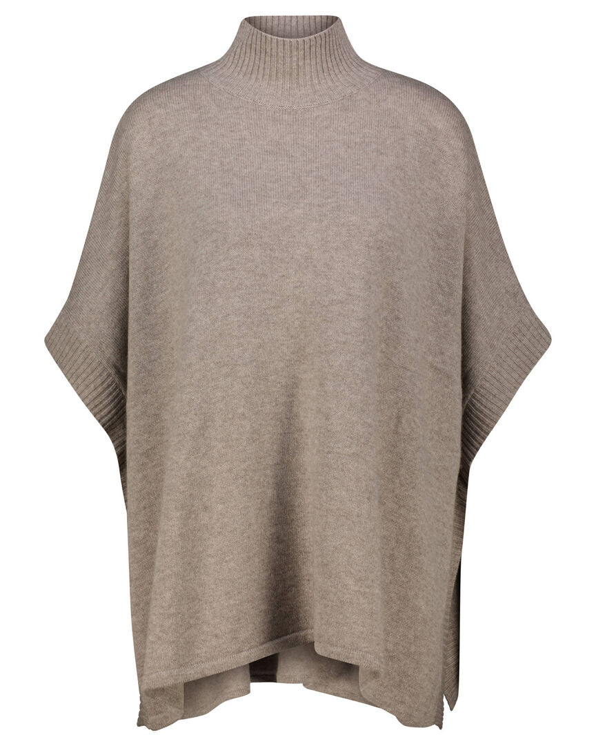 Allude Damen Poncho aus Wolle-Kaschmirmix, taupe, Einheitsgröße