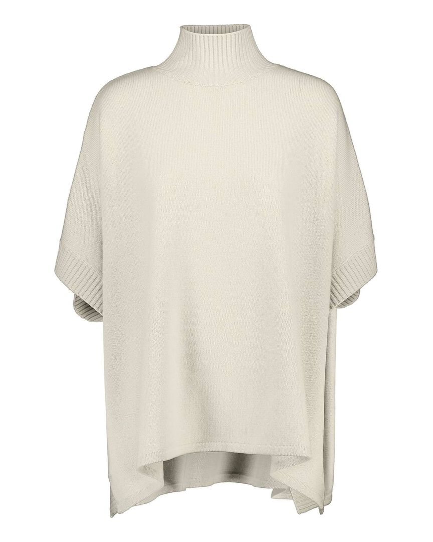 Allude Damen Poncho aus Wolle-Kaschmirmix, weiss, Einheitsgröße