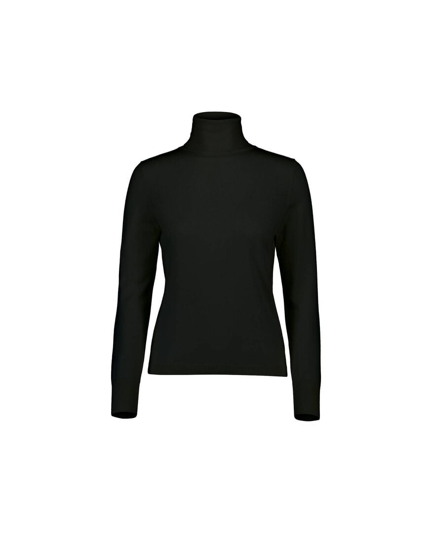 Allude Damen Rollkragenpullover aus Schurwolle, schwarz,