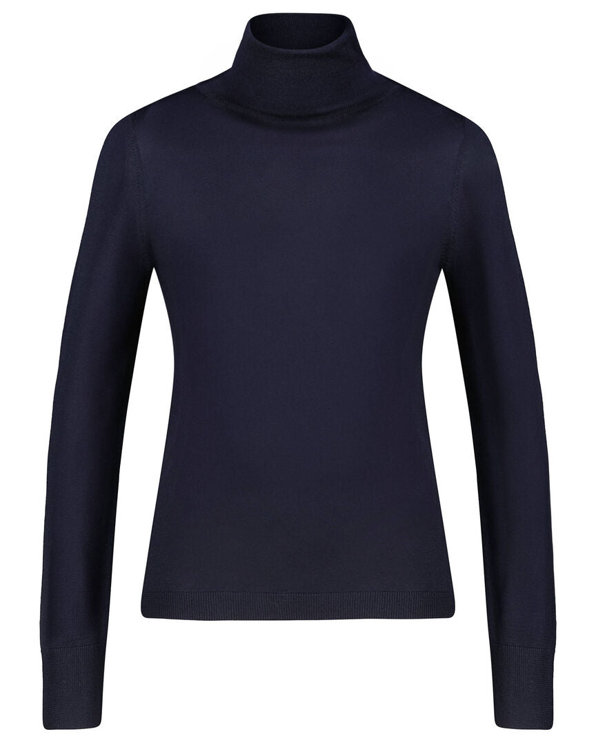 Allude Damen Rollkragenpullover aus Wolle, marine,