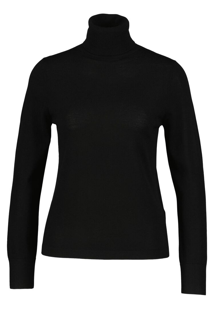 Allude Damen Rollkragenpullover aus Wolle, schwarz,