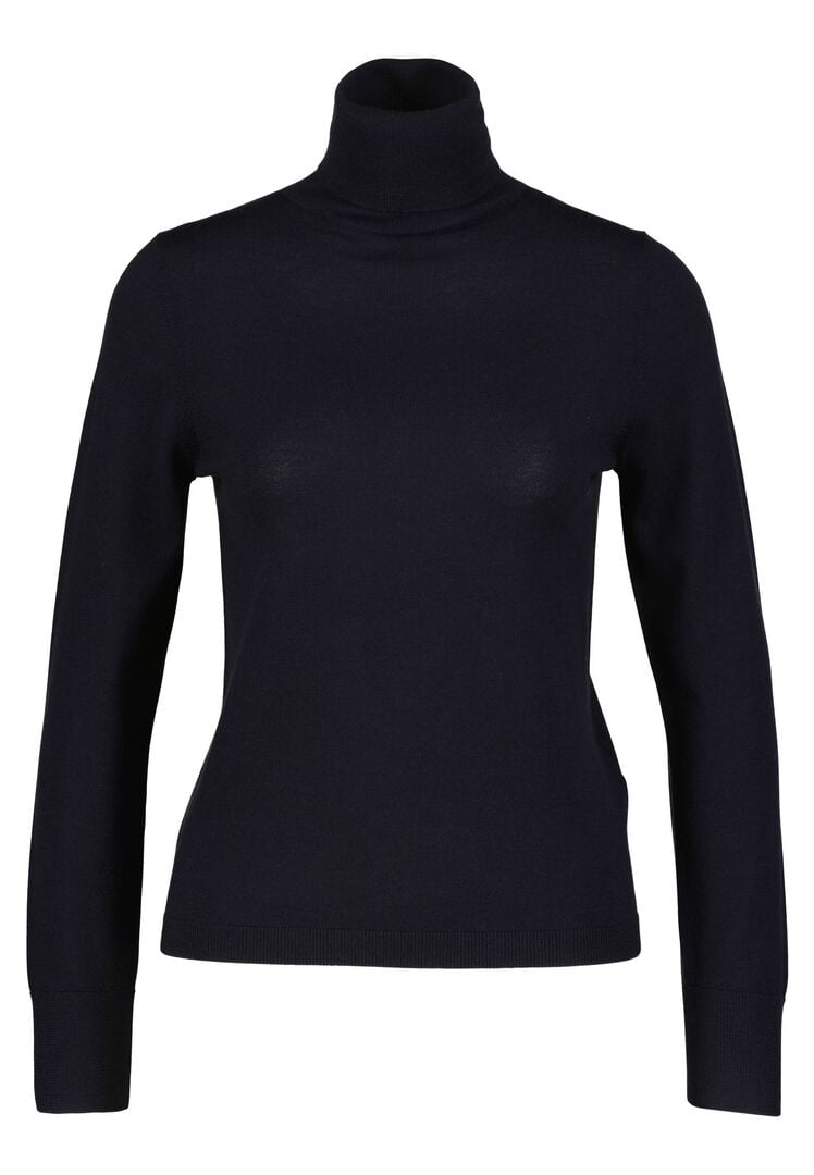 Allude Damen Rollkragenpullover aus Wolle, marine,