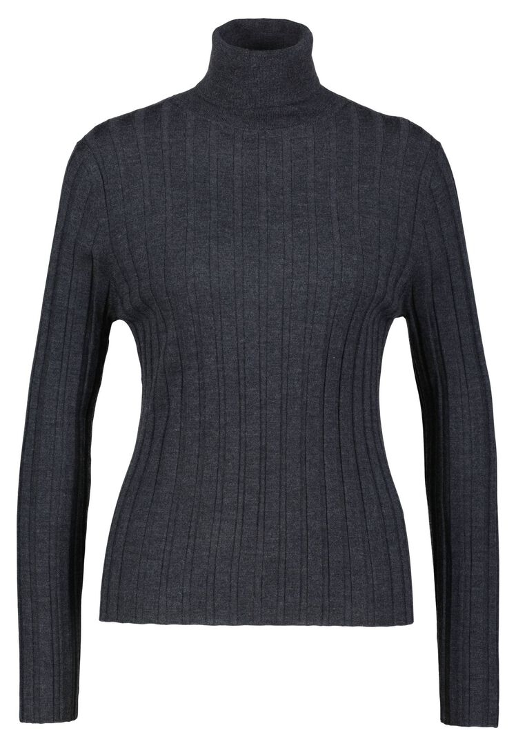 Allude Damen Rollkragenpullover aus Wolle, anthrazit,