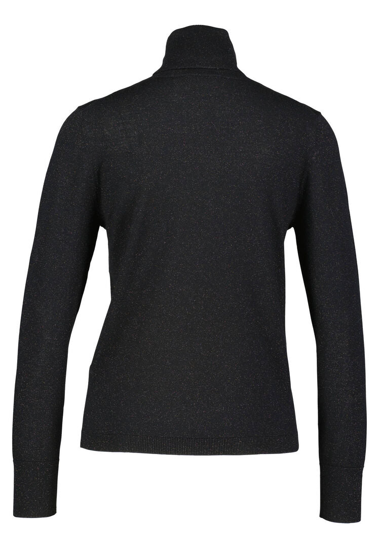 Allude Damen Rollkragenpullover mit Merinowolle, schwarz,