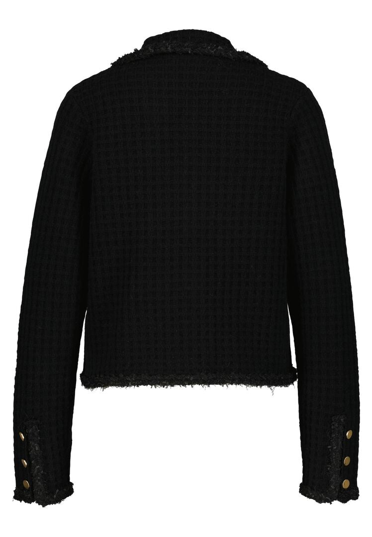 Allude Damen Stickjacke aus Wolle und Kaschmir, schwarz,