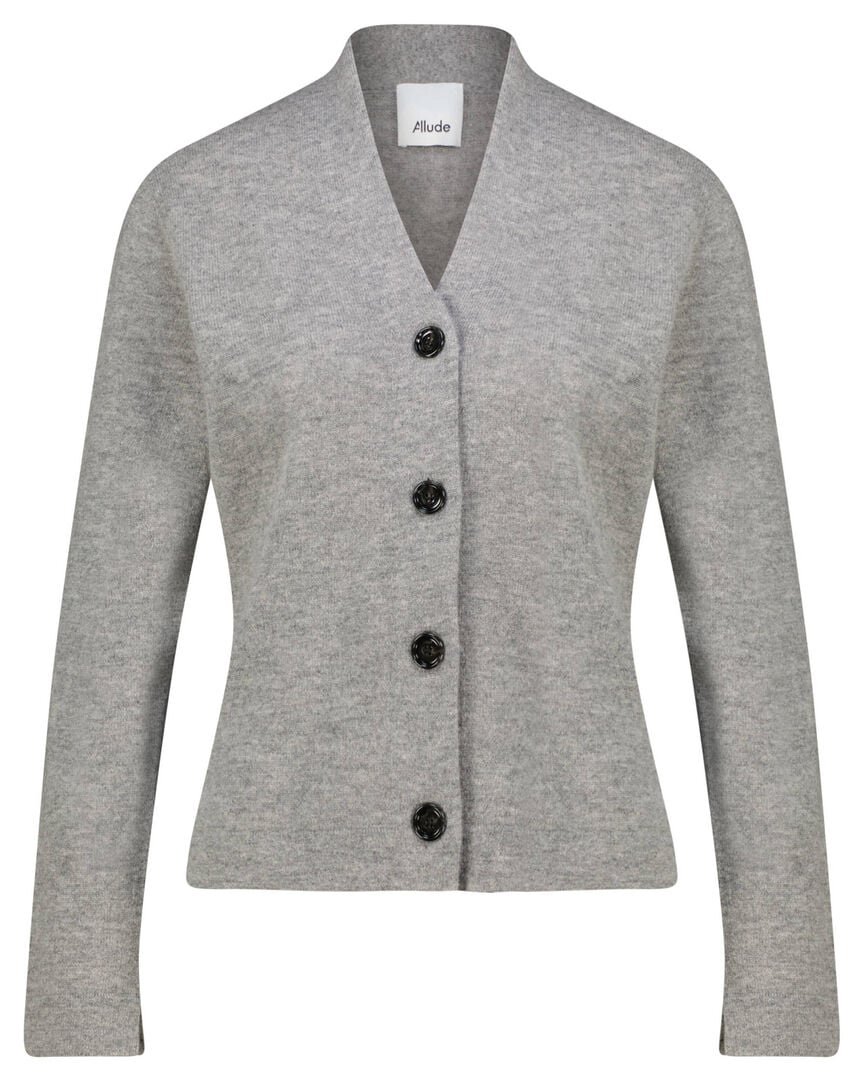 Allude Damen Strickjacke BLAZER CARDIGAN aus Schurwolle mit Kaschmir, grau,