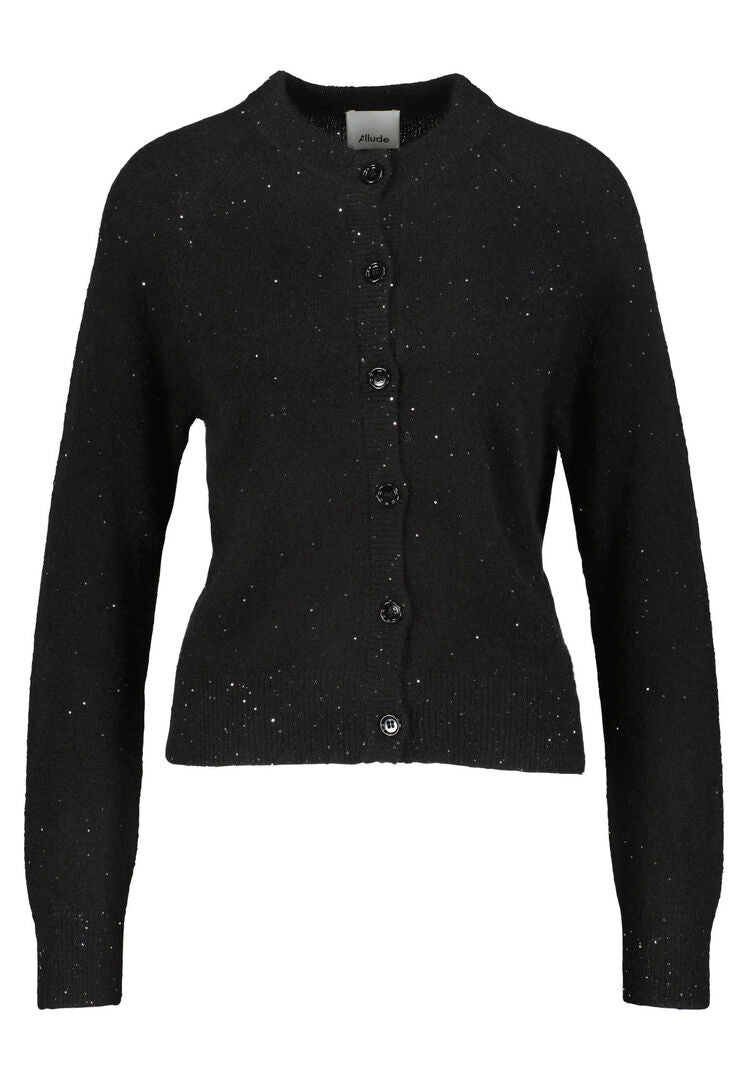 Allude Damen Strickjacke aus Kaschmir und Seide, schwarz,