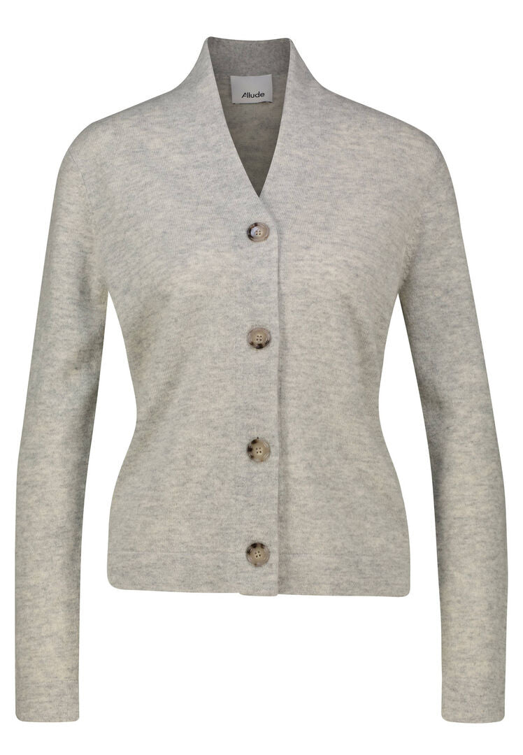 Allude Damen Strickjacke aus Kaschmir und Wolle, grau,