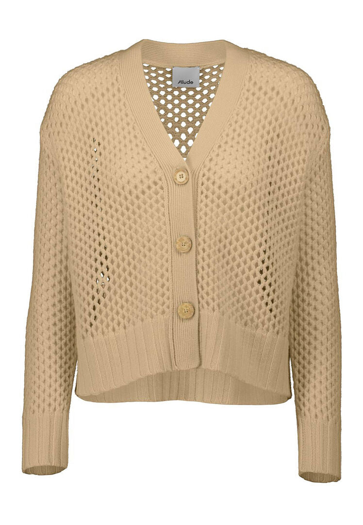 Allude Damen Strickjacke aus Schurwolle mit Kaschmir, sand,