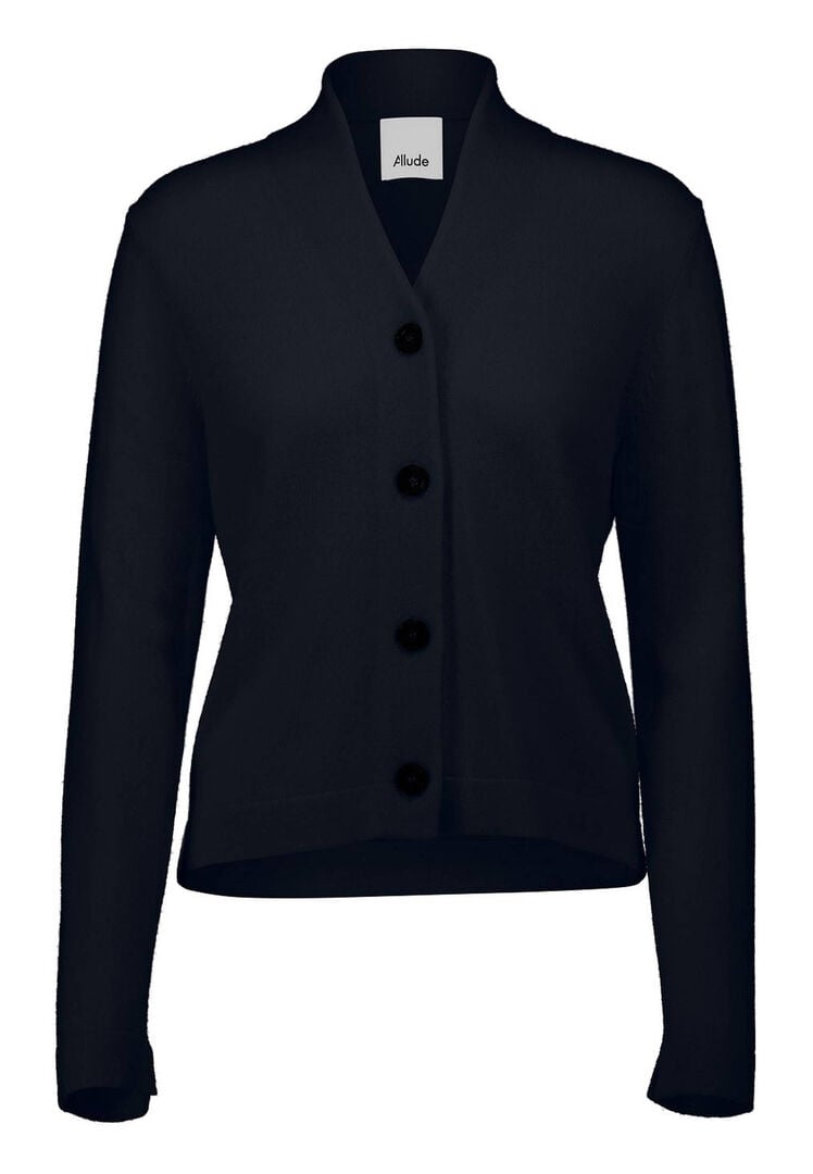 Allude Damen Strickjacke aus Wolle mit Kaschmir, marine,