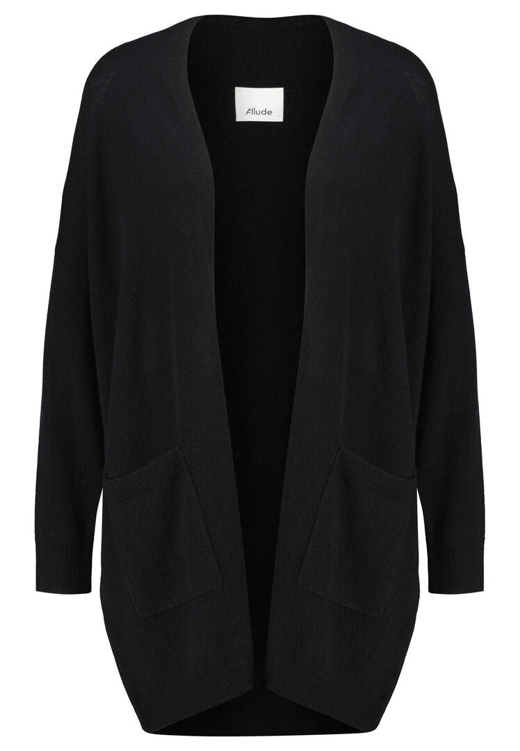 Allude Damen Strickjacke aus Wolle und Kaschmir, schwarz,