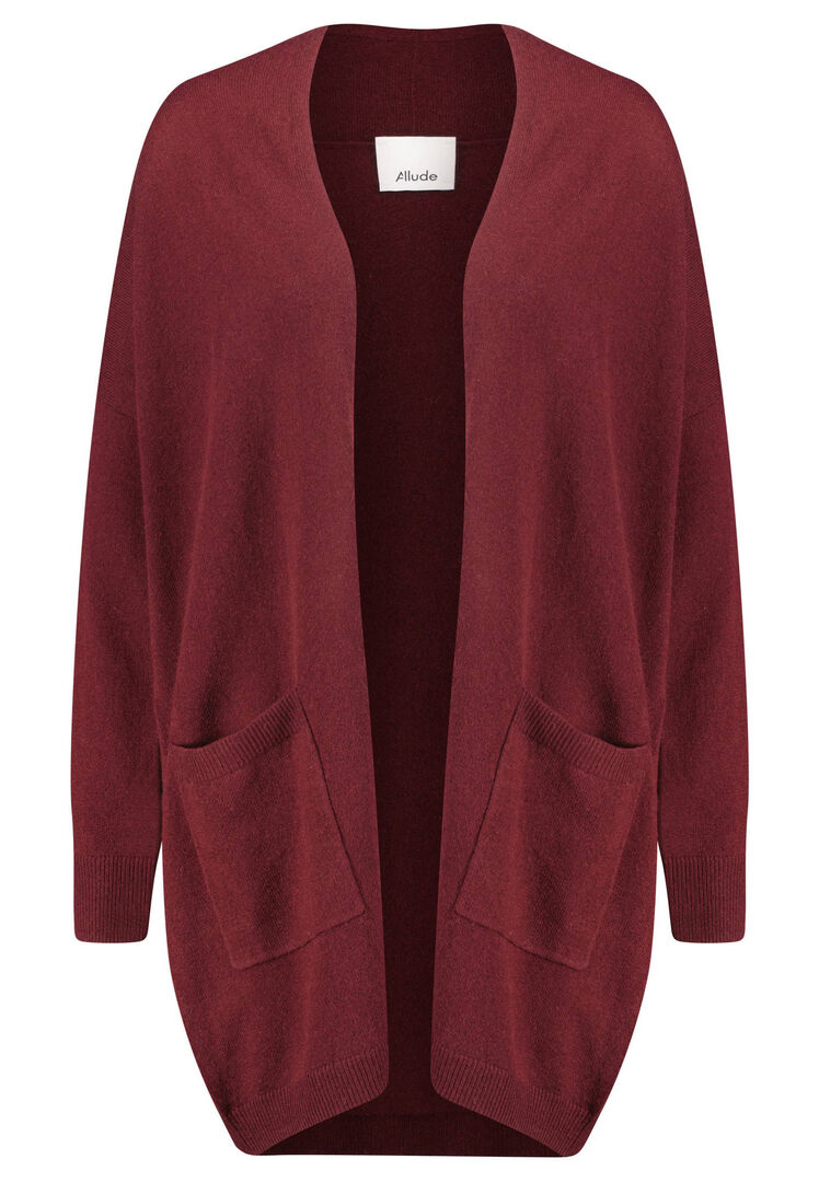 Allude Damen Strickjacke aus Wolle und Kaschmir, bordeaux,