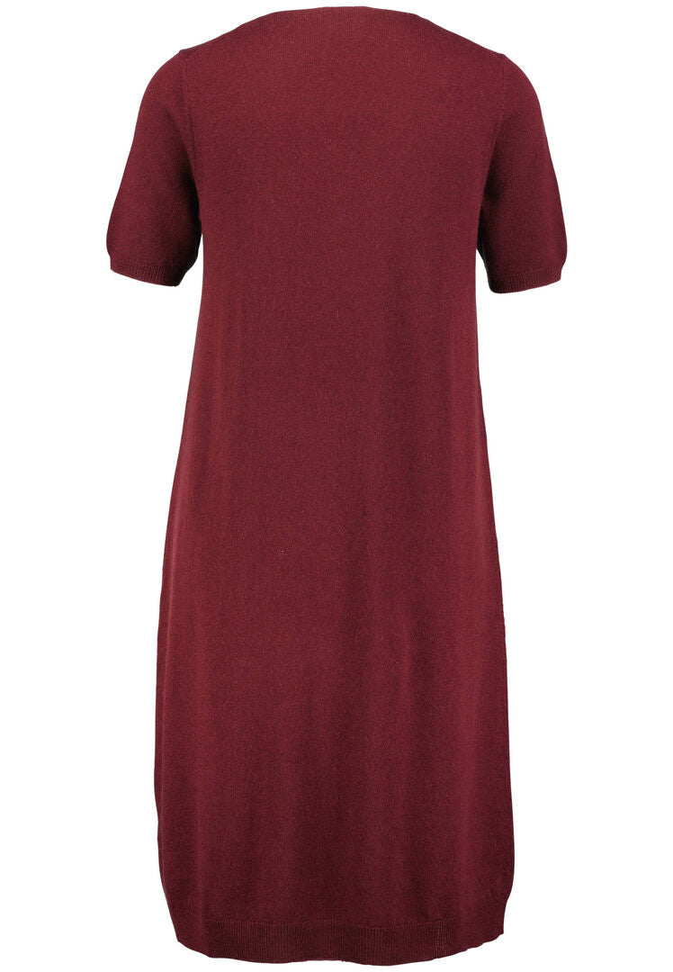 Allude Damen Strickkleid aus Schurwolle mit Kaschmir, bordeaux,