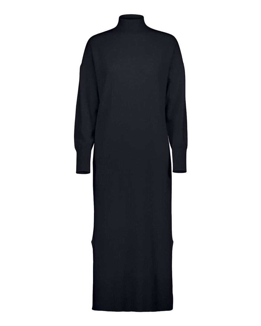 Allude Damen Strickkleid mit Rollkragen, marine,