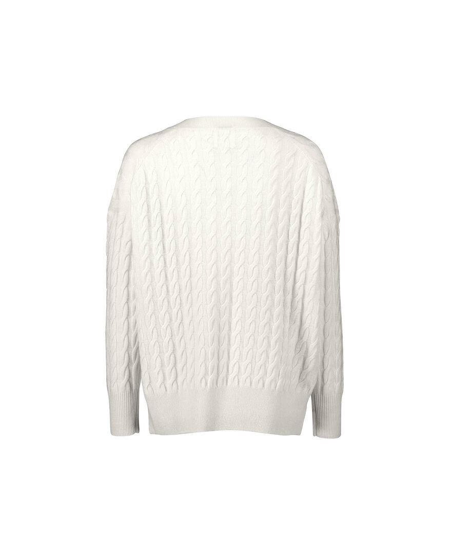 Allude Damen Strickpullover, weiss,