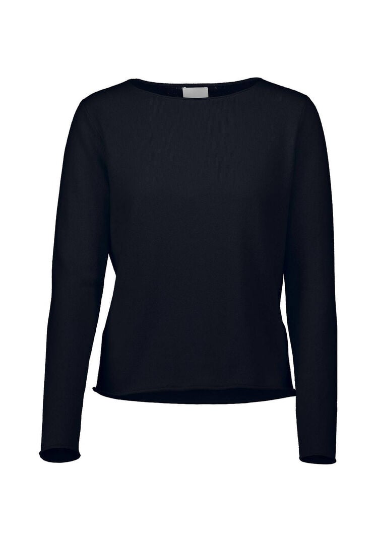 Allude Damen Strickpullover aus Baumwolle-Kaschmir-Mix, marine,