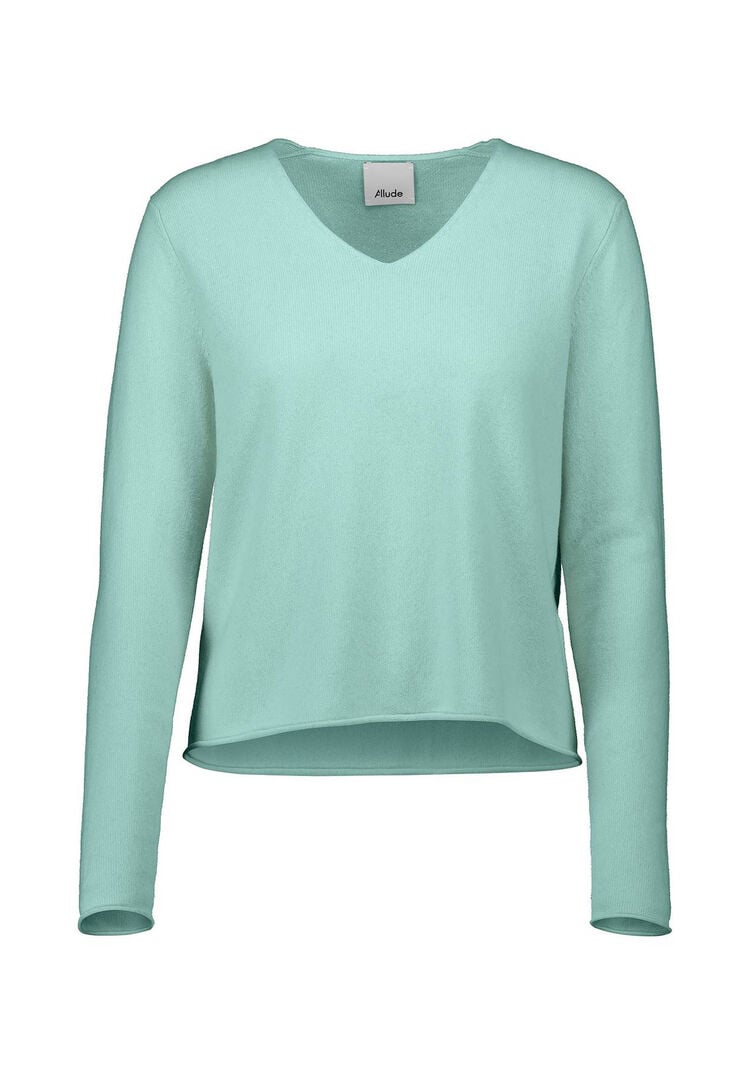 Allude Damen Strickpullover aus Baumwolle-Kaschmir-Mix, pistazie,