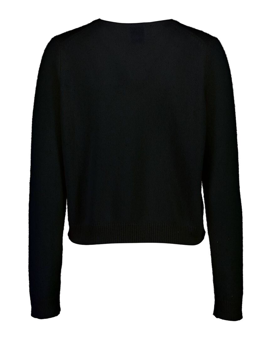 Allude Damen Strickpullover aus Kaschmir-Seidenmix, schwarz,