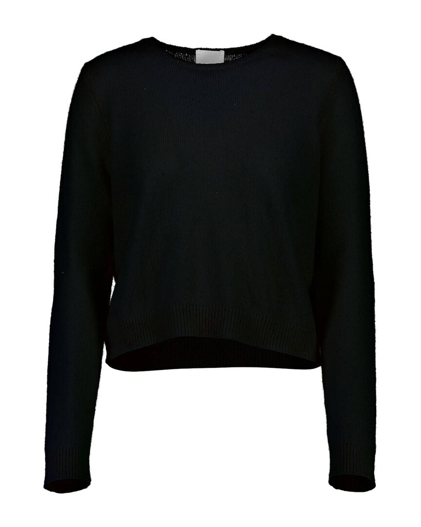 Allude Damen Strickpullover aus Kaschmir-Seidenmix, schwarz,