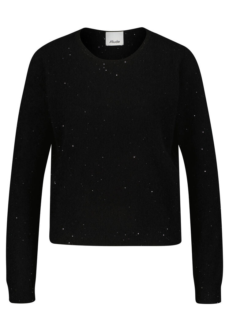 Allude Damen Strickpullover aus Kaschmir und Seide, schwarz,