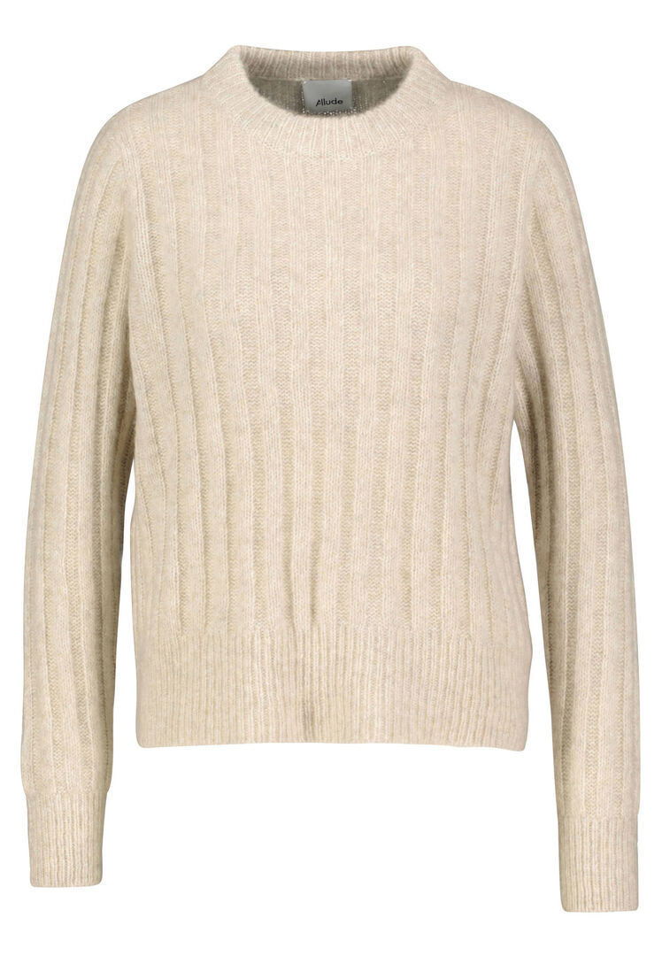 Allude Damen Strickpullover aus Kaschmir und Seide , camel,