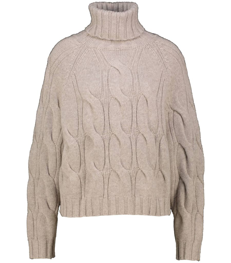 Allude Damen Strickpullover aus Schurwolle mit Kaschmir, taupe,