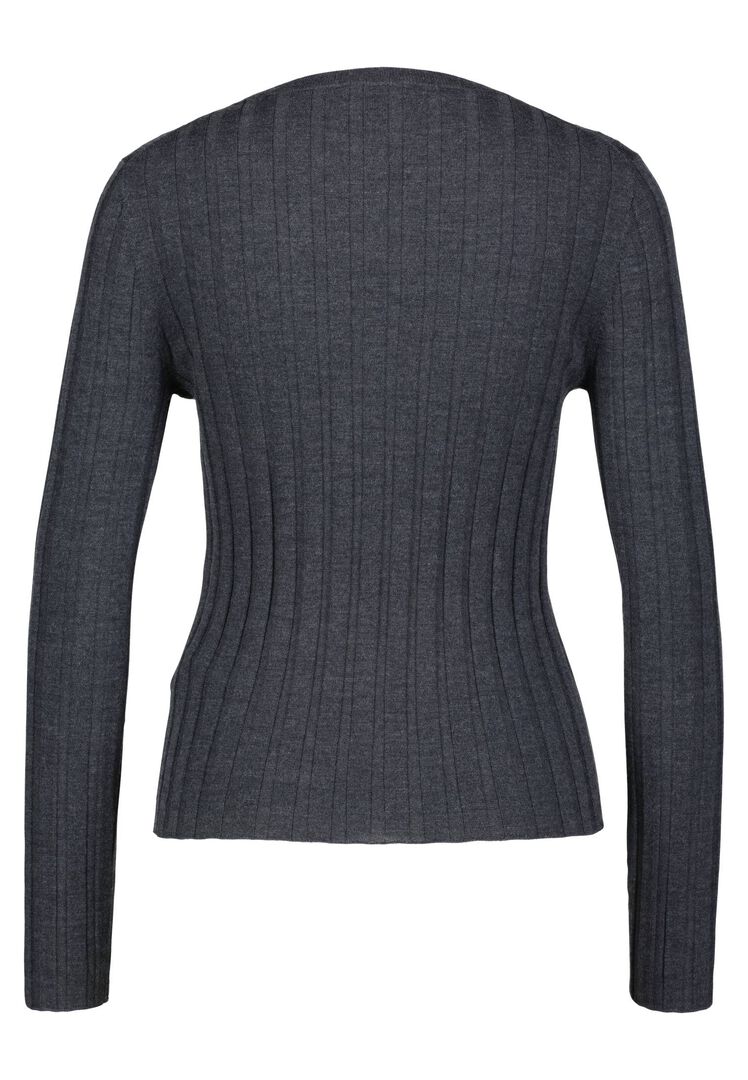 Allude Damen Strickpullover aus Wolle, anthrazit,