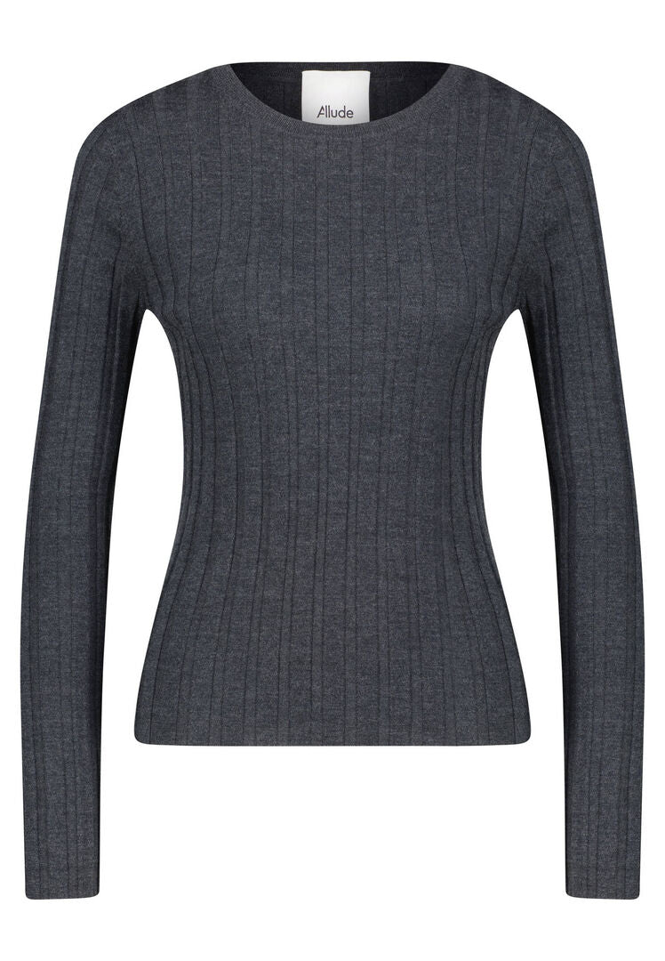 Allude Damen Strickpullover aus Wolle, anthrazit,