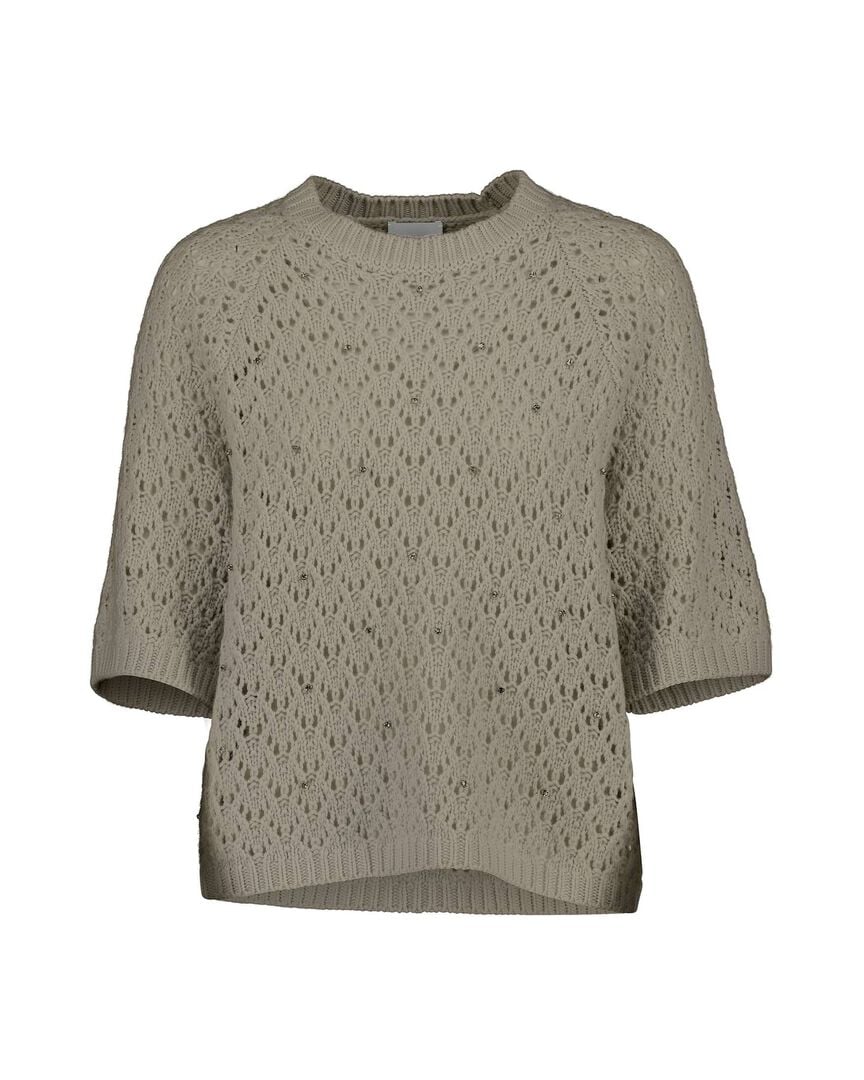 Allude Damen Strickpullover aus Wolle mit Kaschmir, taupe,