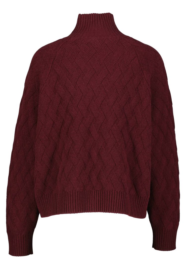 Allude Damen Strickpullover mit Wolle und Kaschmir, bordeaux,